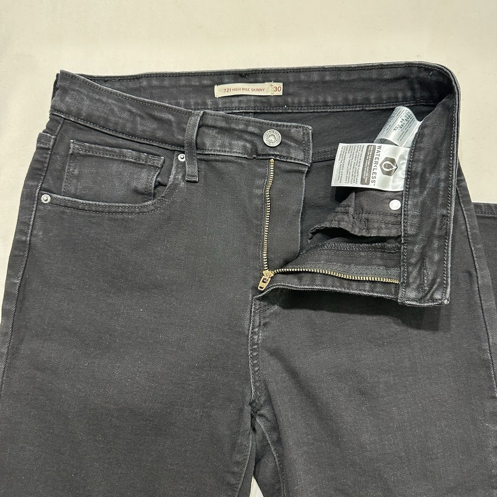 Levis 721 High Rise‎ Skinny Jeans Womens Black Stretch Denim - Picture 4 of 13